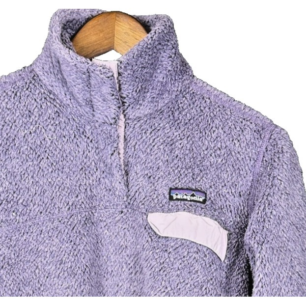 Patagonia Fleece Sweater Womens Medium Los Gatos Snap-T Pullover Purple 1/4 Zip